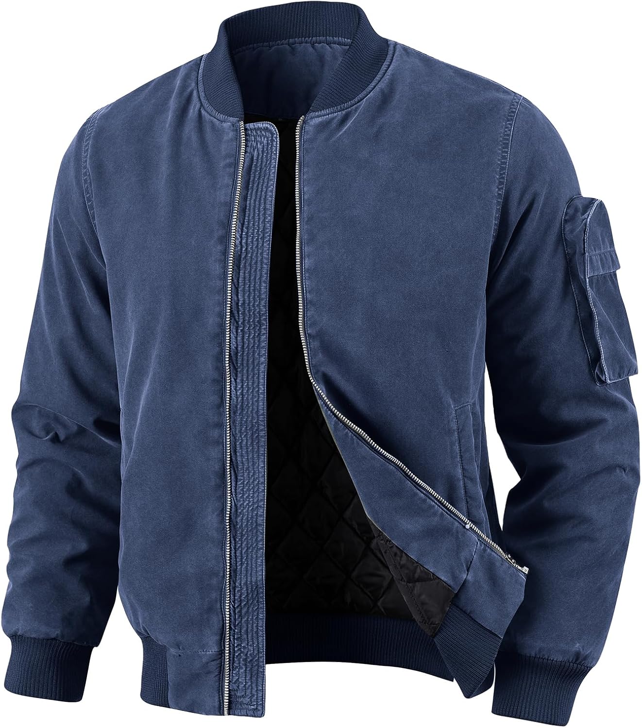 Oymyakon Mens Vintage Bomber Jacket Washed Fall Winter Warm Military Jackets Casual Padded Coats Windbreakers