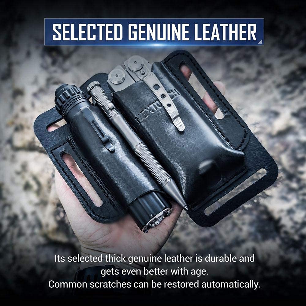 EDC Leather Sheath, Multitools Sheath,Knife Belt Sheath/Leather Flashlight Holster/EDC Pocket