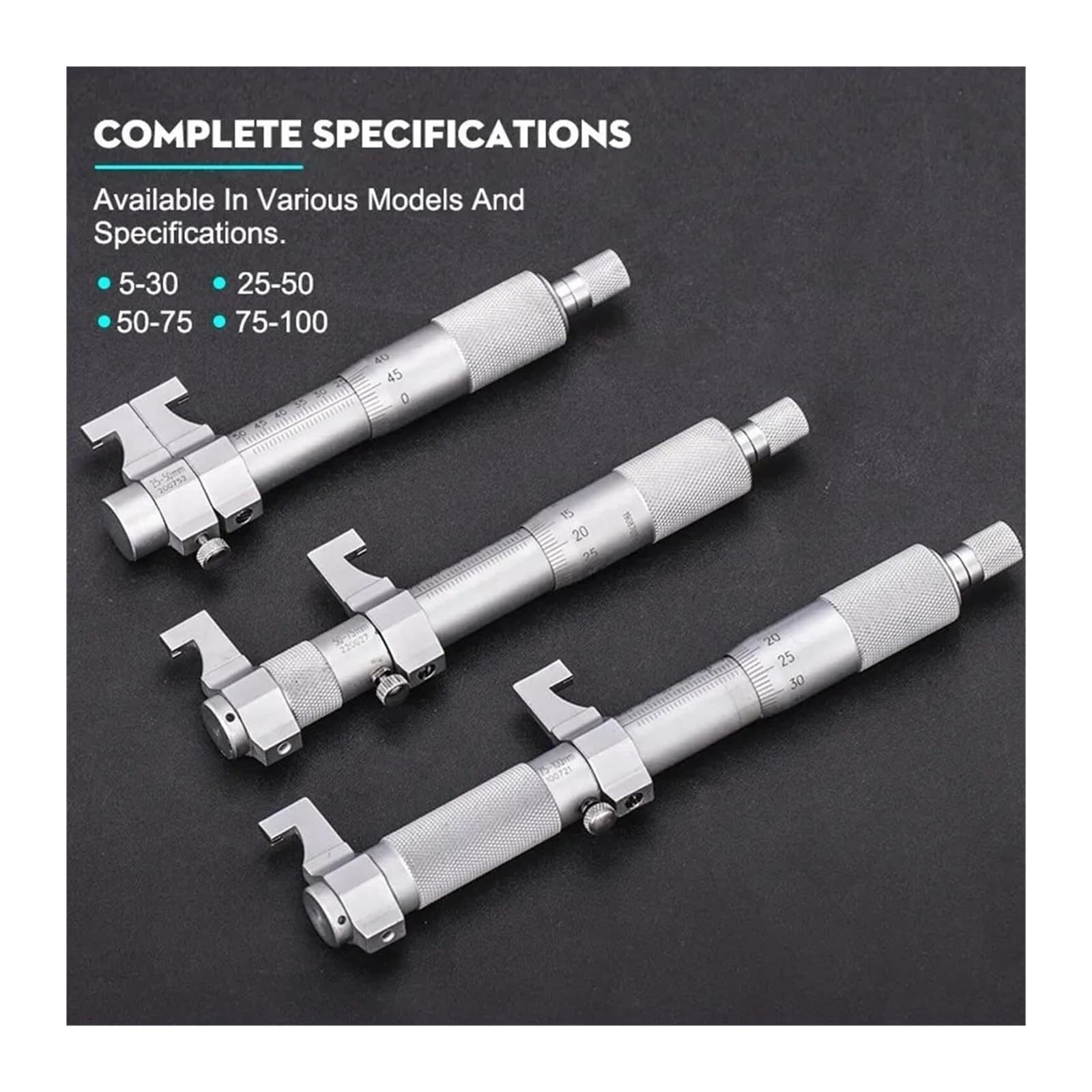 Medidor de medición micrométrico para medir diámetros interiores, calibrador digital interior, medición de profundidad, calibre de taladro, herramienta de medición de precisión (25-50 mm)