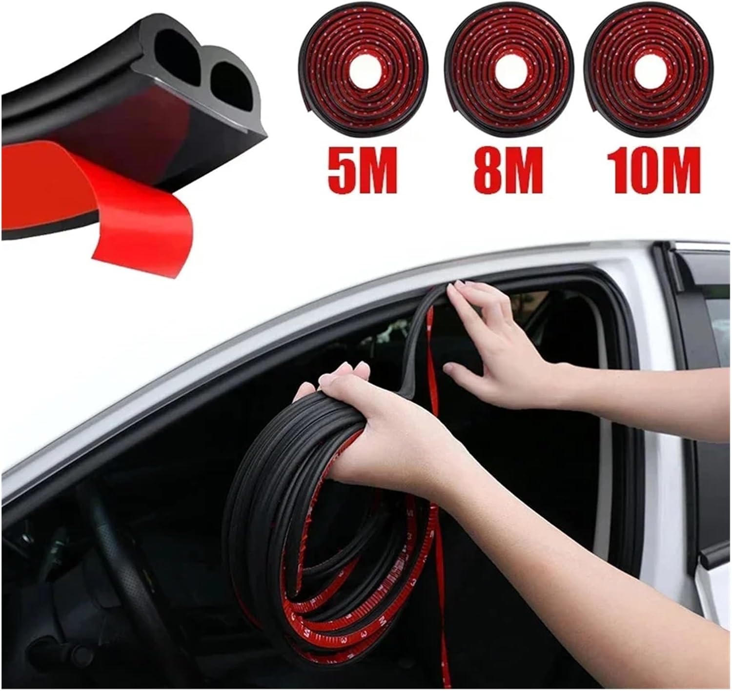 5/8/10 Meters B Type Car Door Seal Strips Noise Insulation Windproof Weatherstrip Rubber Seals Sticker Auto Interior Accessories(5m Type B)