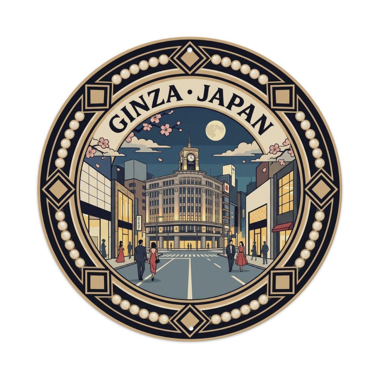 Tokyo Ginza Evening Street Culture Travel Metal Tin Sign