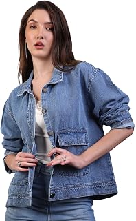 Urbano Fashion Women's Relaxed Fit Full Sleeve Utility Denim Jacket Price In India