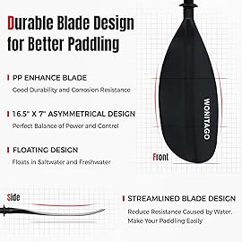 WONITAGO Kayak Paddle with Aluminium Shaft and PP Enhance Blade, Lightweight Kayaking Oar, Adjustable 210-230 cm/82-90 Inches, Blue&White