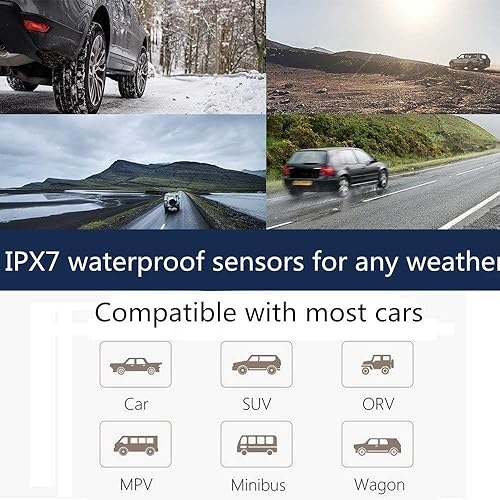 Miniatura 5 de Sistema de Monitoreo de Presión de Neumáticos, Sistema Monitor de Presión de Neumáticos TPMS Solar Impermeable Conjunto de 4 Sensores TPMS