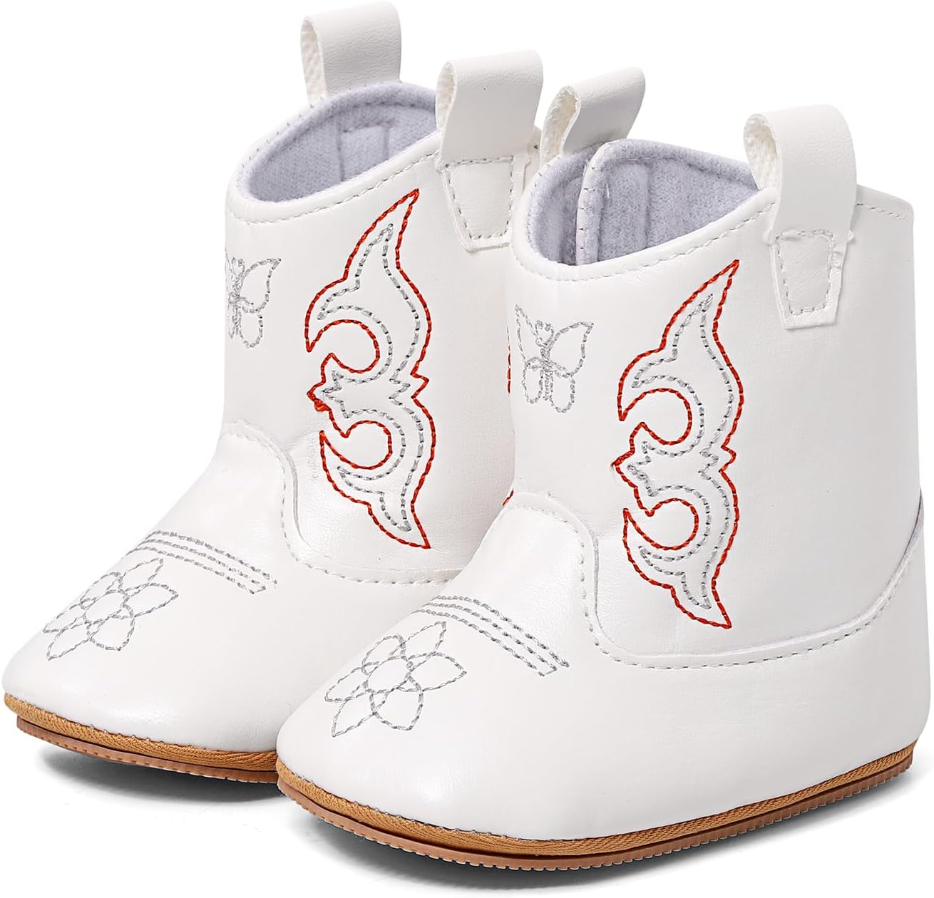 MK MATT KEELY Baby Boys Girls Cowboy Boots Infant Western Boots Toddler Soft Sole Non-Slip Round Toe Bootie Newborn First Walker Crib Shoes