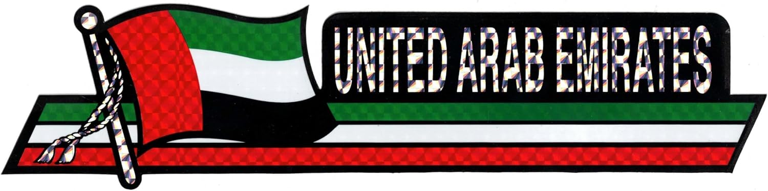 Pack of 24 United Arab Emirates 3"x12" Reflective Decal Bumper Sticker DCX-243