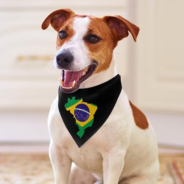 Foto 3 de 8 de Bandana Ajustable con diseño de la Bandera de Brasil para Perros y Gatos pequeños, medianos y Grandes