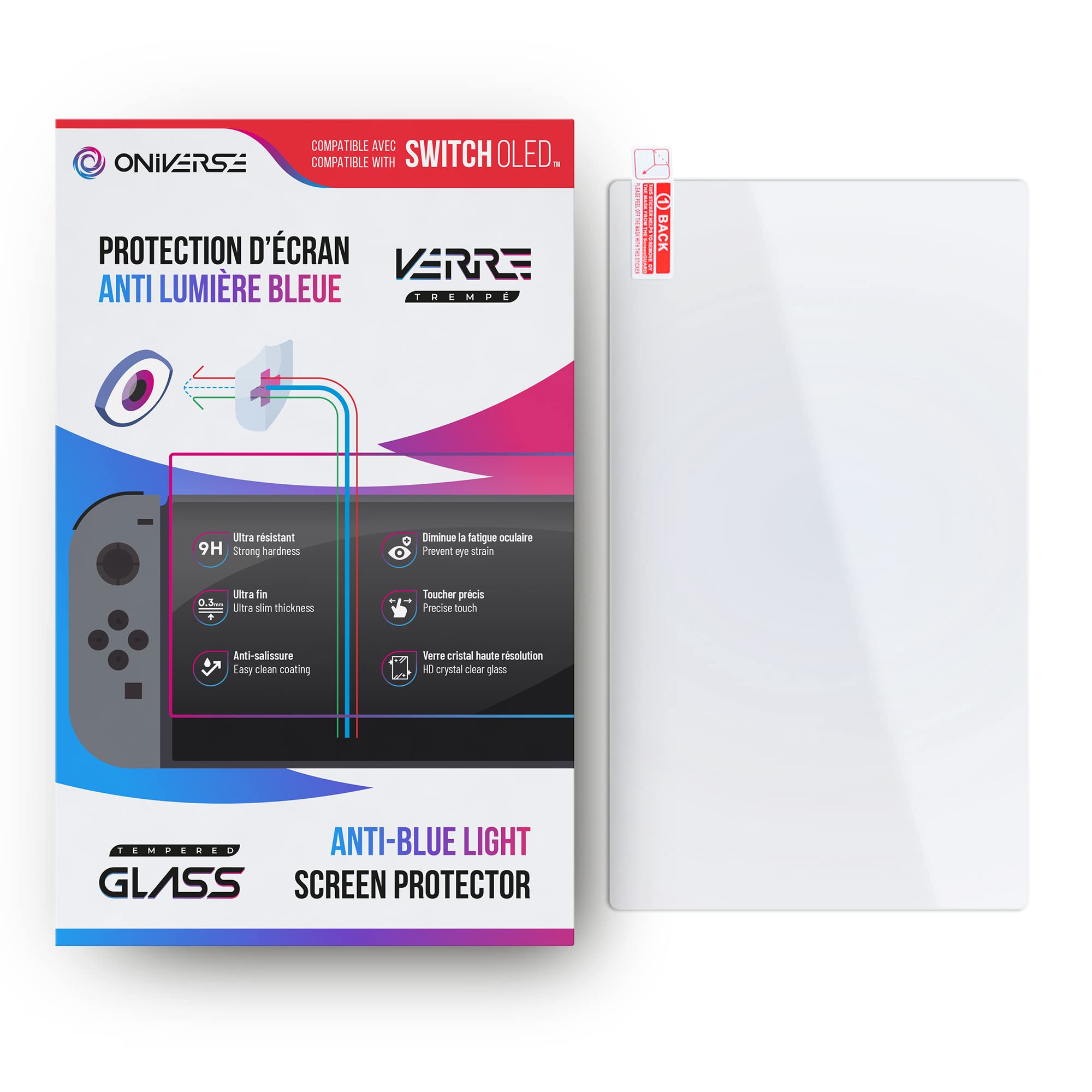 Ochrona ekranu Switch OLED – szkło hartowane, ochrona przed niebieskim światłem kompatybilna z Nintendo Switch, folia ochronna na wyświetlacz – odporna na zarysowania i zarysowania