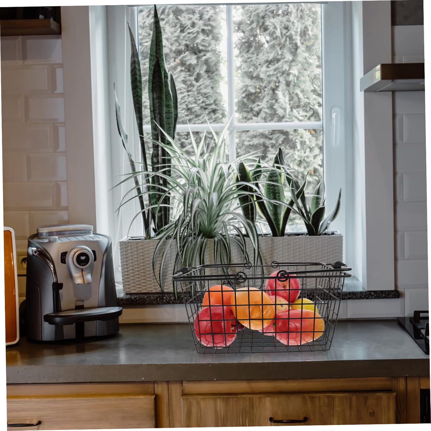 Black Wire Basket Collander Hanging Basket for Kitchen Fruit Vegetable Drain Storage