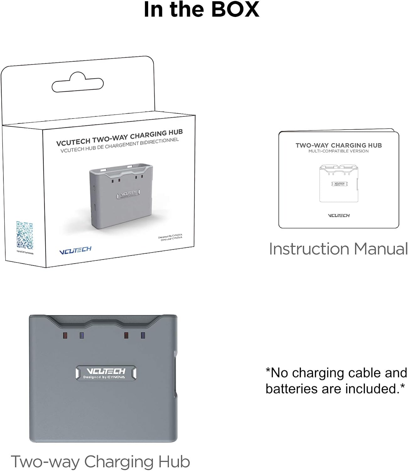 VCUTECH Mini 2 Battery Charging Hub for DJI Mini 2 | Mavic Mini/SE | Two Way Drone Accessory