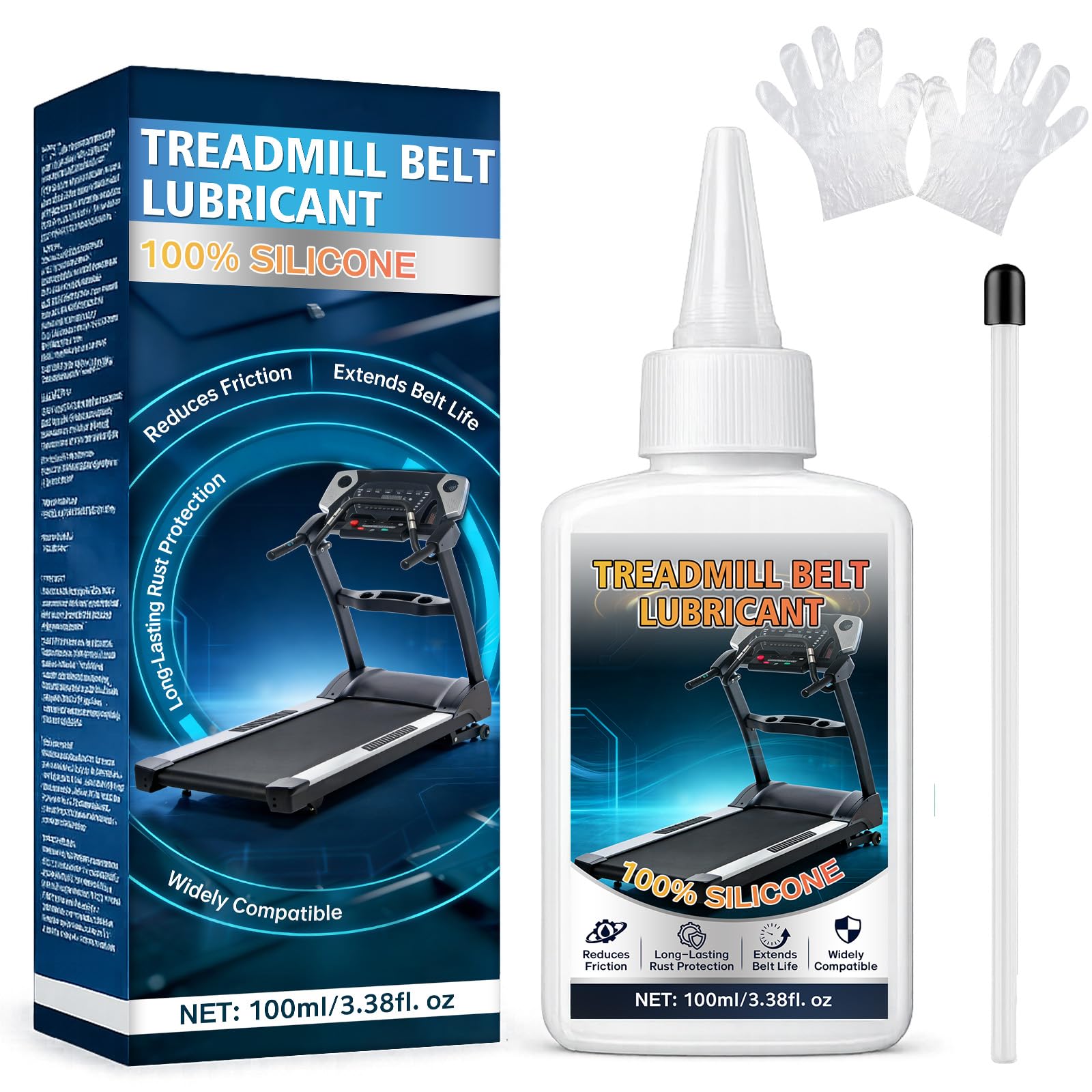 AstraVox Treadmill Lubricant Oil 100ml, with a Precision Extension Tube, 100% Silicone Treadmill Oil, High-Performance Lubricant for Treadmills, Elliptical Trainers, Stepper, Non-Toxic & Odorless (1)
