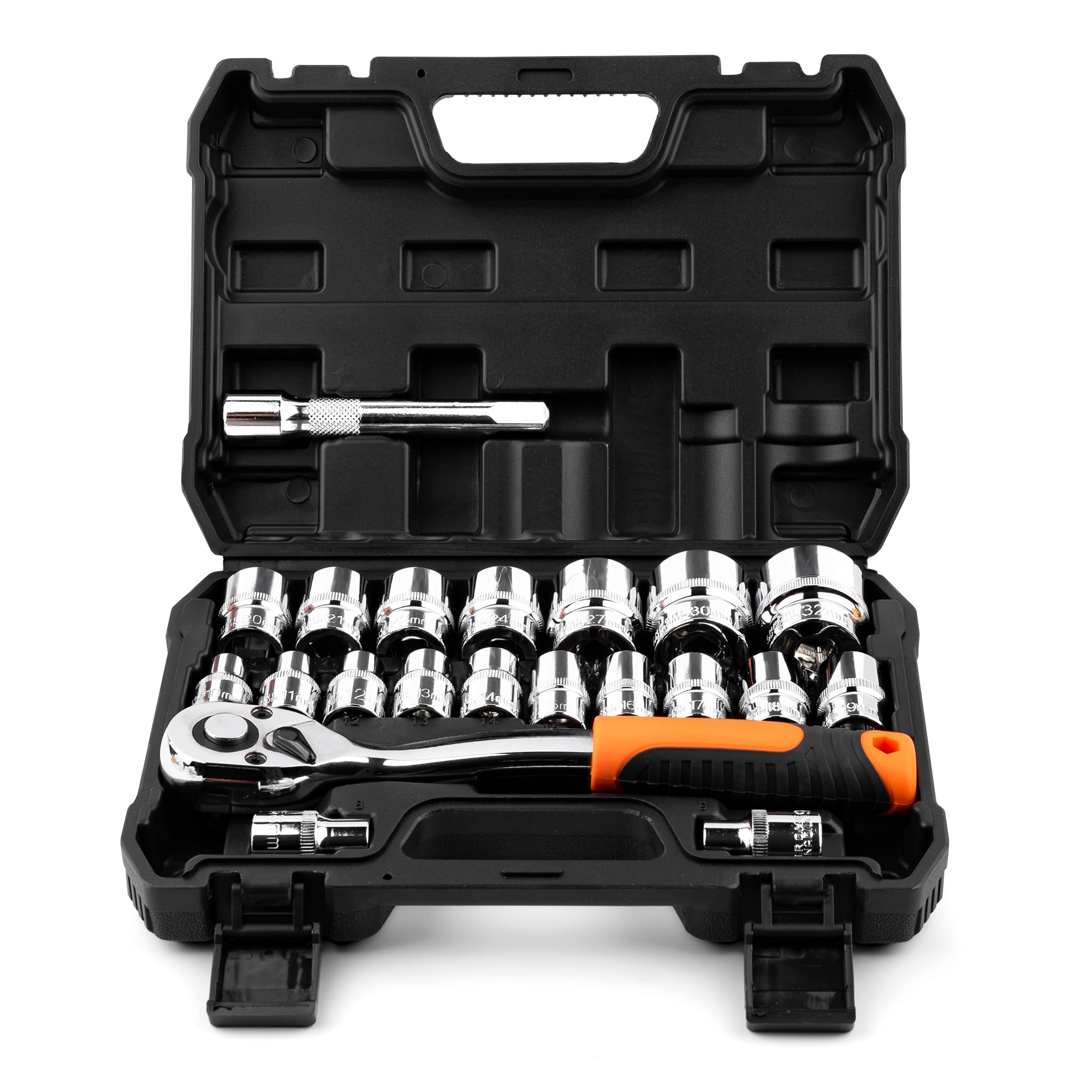 Ensemble de 21 pièces de clés à cliquet 1/2" Kit d'outils Coffret de clés à cliquet Coffret de douilles Coffret à cliquet Coffret à douilles Ensemble de clé à cliquet et douille