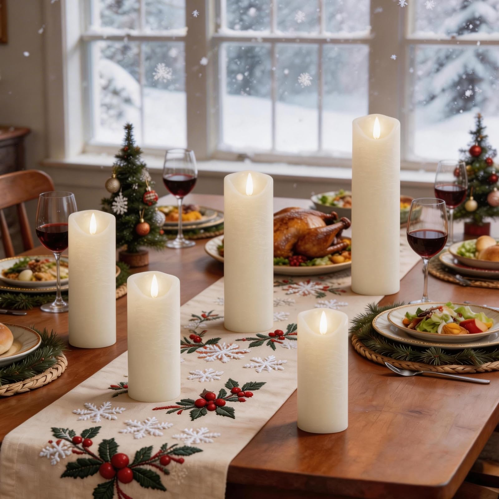 Bougies LED [5 pièces] Bougie Decorative, Sans flamme, En Véritable Cire, Télécommande, Bougies d'extérieur, Flamme vacillante, Décoration D'ambiance Intérieure Noël - 2#Ivoire Blanc