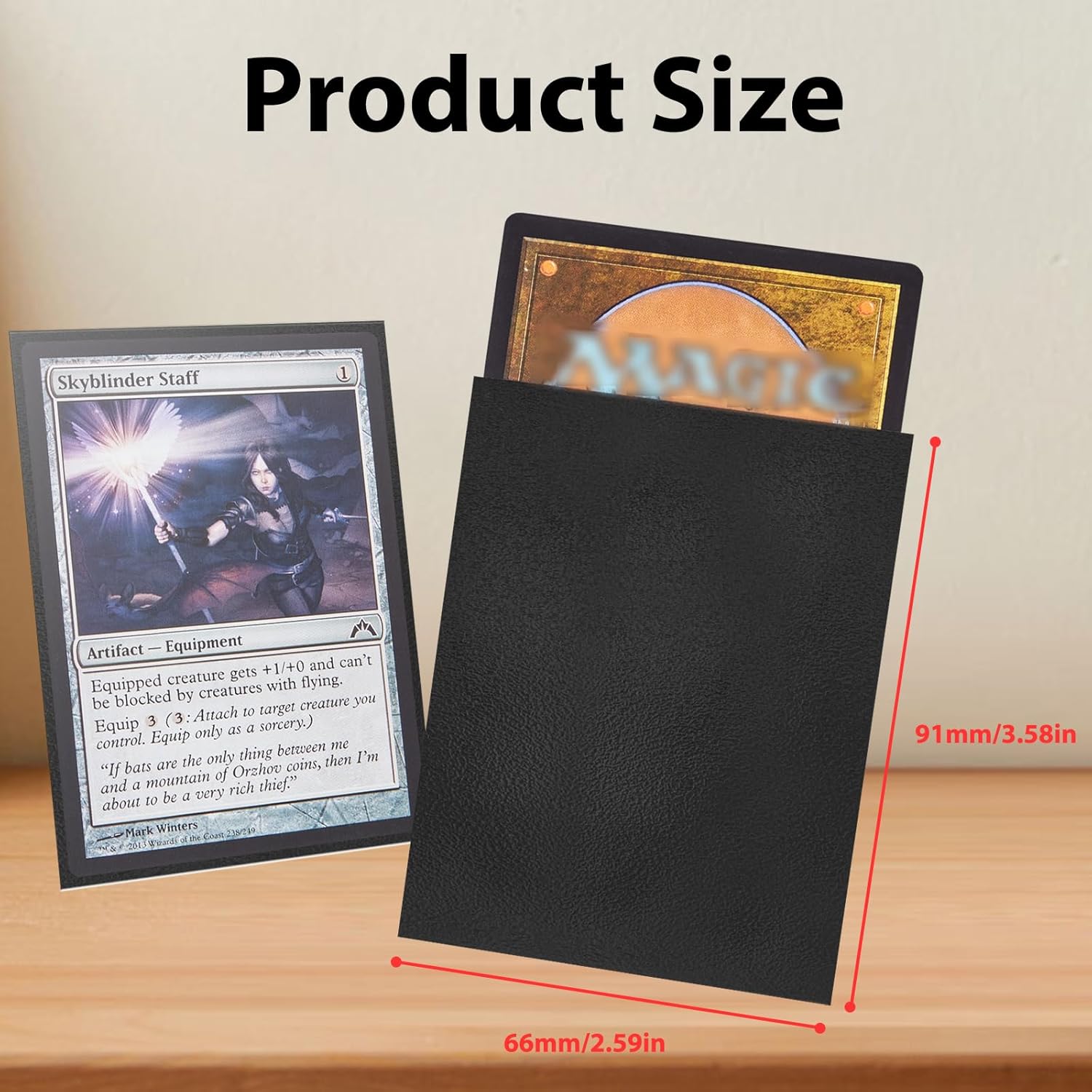 Card Sleeves for Trading Cards, 200 Counts Magic The Gathering, Yugioh, Soft MTG, Protect Your Standard/TCG/Sports Cards, Never Tear, Pokemon Sleeves (Black/66 * 91mm)