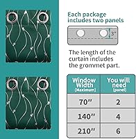 Vista 192 de BGment Room Darkening Curtains 95 Inches Long, Grommet Thermal Insulated Blackout Curtains with Wave Line and Dots Printed for Bedroom, 2 Panels