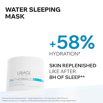 URIAGE Water Sleeping Mask | Moisturizing Night Mask with Hyaluronic Acid & Edelweiss, Skin Replenished After 8 Hours, Silky Gel, Paraben-Free, Non-Comedogenic, 50 mL/ 1.69 Oz