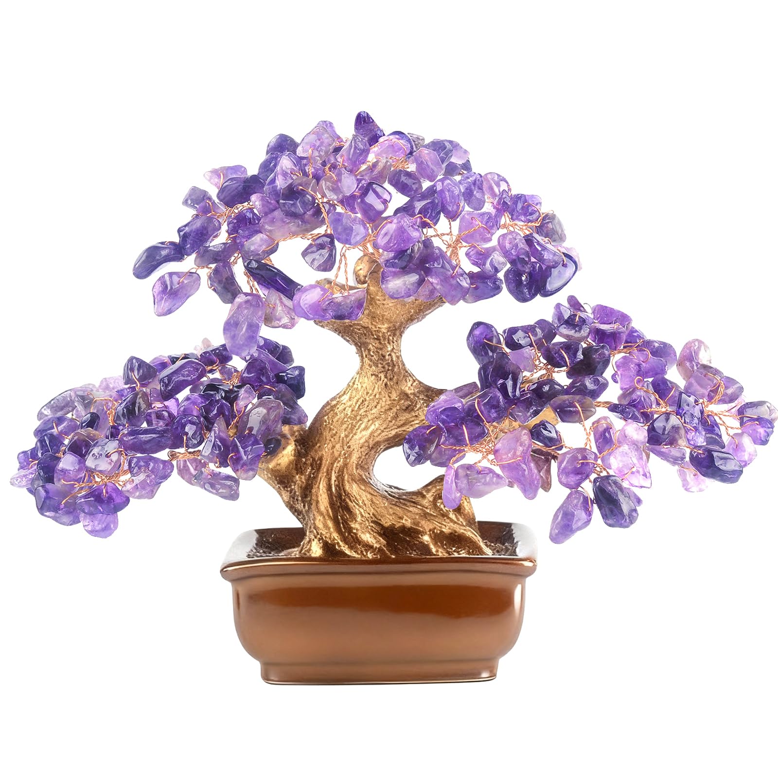 Arbre à monnaie Feng Shui haut de gamme en véritables cristaux d'améthyste