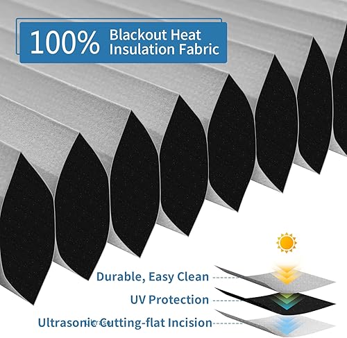 Miniatura 4 de Jubee Persiana celular motorizada persianas 100  opacas batería inferior recargable persianas inalámbricas con control remoto persianas de panal de