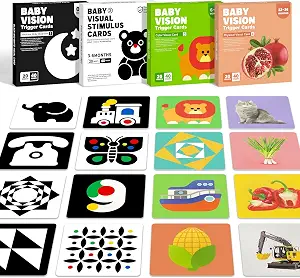 4 Sets High Contrast Black White Baby Cards for Infant 0-36 Months