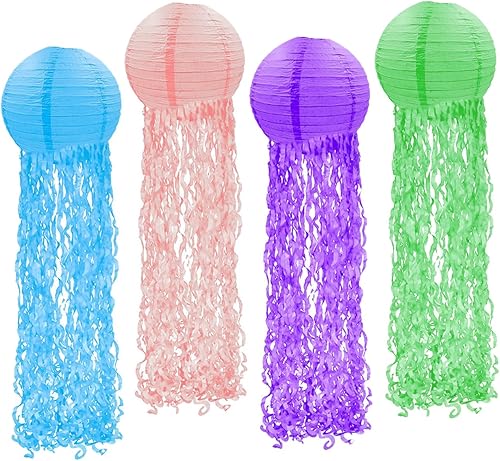 Faroles de papel de sirena para decoración de fiesta de gelatina para cumpleaños de niños, baby shower, bodas bajo el mar, decoración de techo