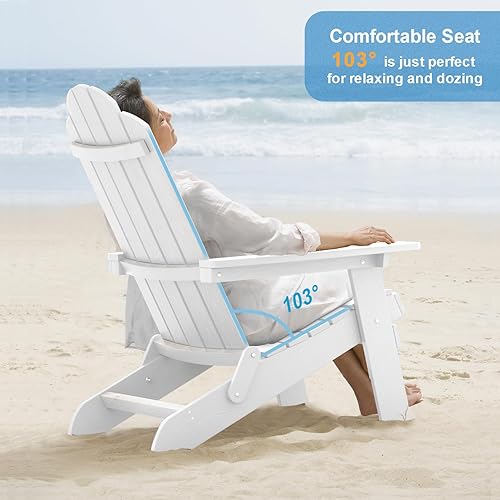 Miniatura 4 de MXIMU Silla plegable Adirondack de plástico resistente a la intemperie, sillas Adorondic de plástico para exteriores para asientos de área de