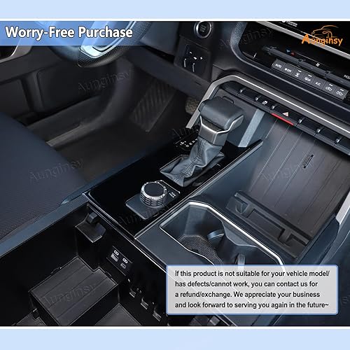 Vista 155 de Aunginsy Cubierta de panel de palanca de cambios de control central, compatible con Toyota Tundra/Sequoia 2022-2024, consola de palanca de cambios