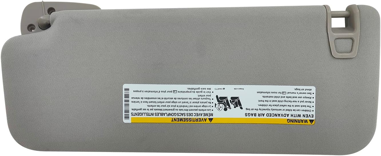 23459643 Right Passenger Side Sun Visor fit for 2015-2019 Cadillac Escalade Chevrolet Silverado 1500 2500 3500 & Suburban & Tahoe & GMC Sierra 1500 2500HD 3500HD & Yukon Gray