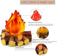 Vista 3 de Bestview Artificial Fake Campfire Night Light, 3D LED Fake Fire Pit Firewood Lamp with Realistic Log Flameless Candle Battery Operated, Halloween