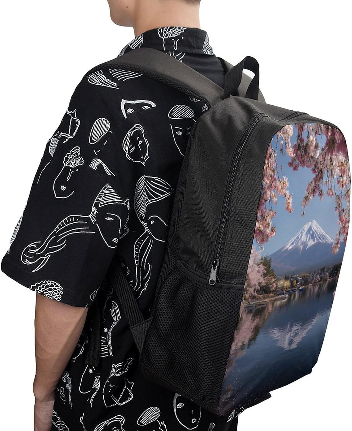 Lake Kawaguchi Mount Fuji Cherries Travel Backpack 17 Inch Daypack image 5
