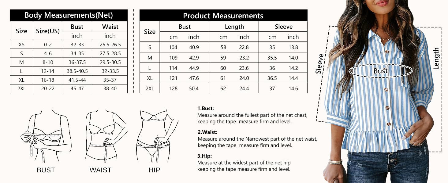 Chemise boutonnée bohème à manches 3/4 pour femme - Ourlet à volants - Style bohème - Style décontracté - Pour le travail et le bureau
