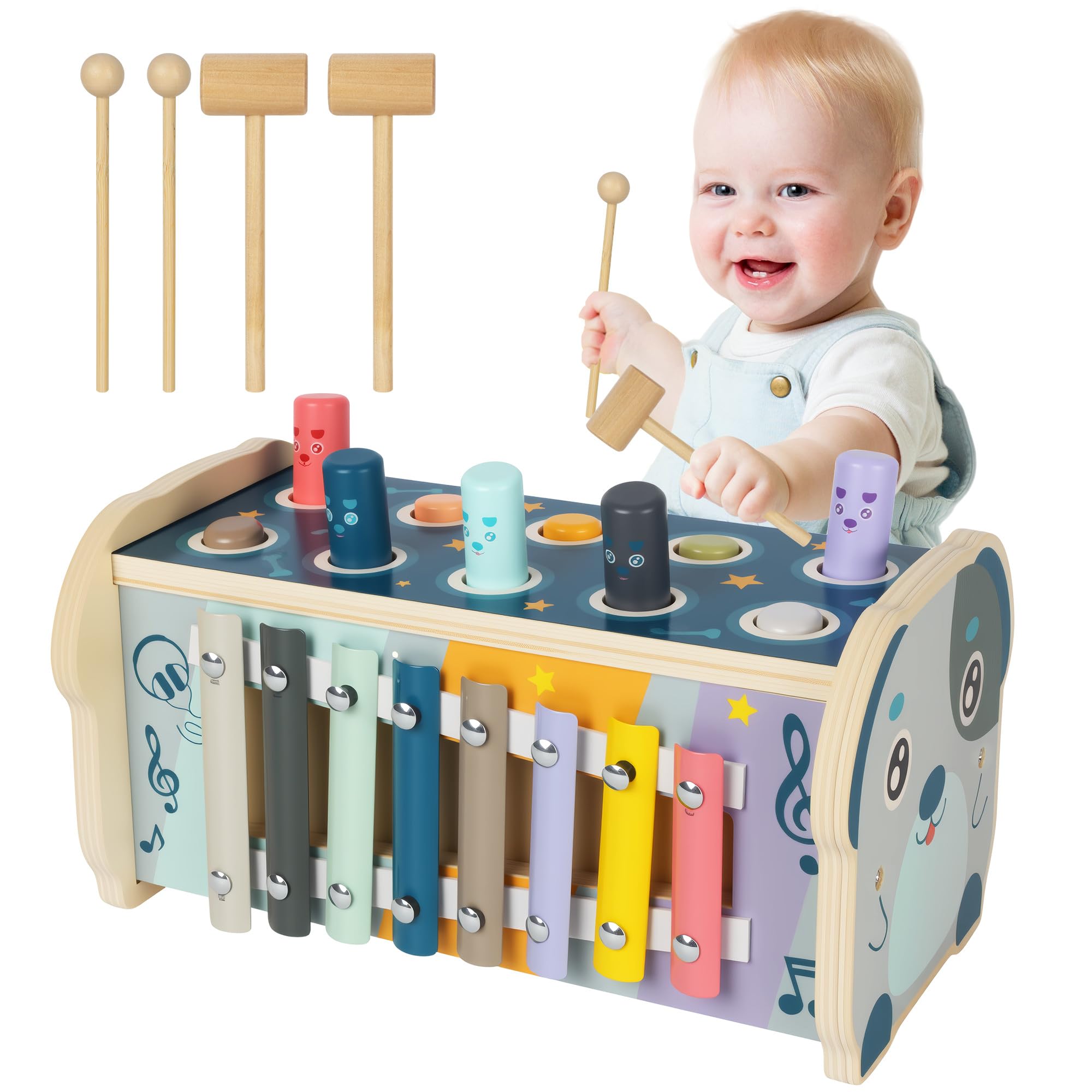 Jouets d'éducation Jouet bebe 1 an Montessori adaptés au-dessus de,Celui-ci Jeux montessori 1 an intégrant martelage,Xylophone bebe et la reconnaissance des nombres,Est le cadeau d'anniversaire idéal