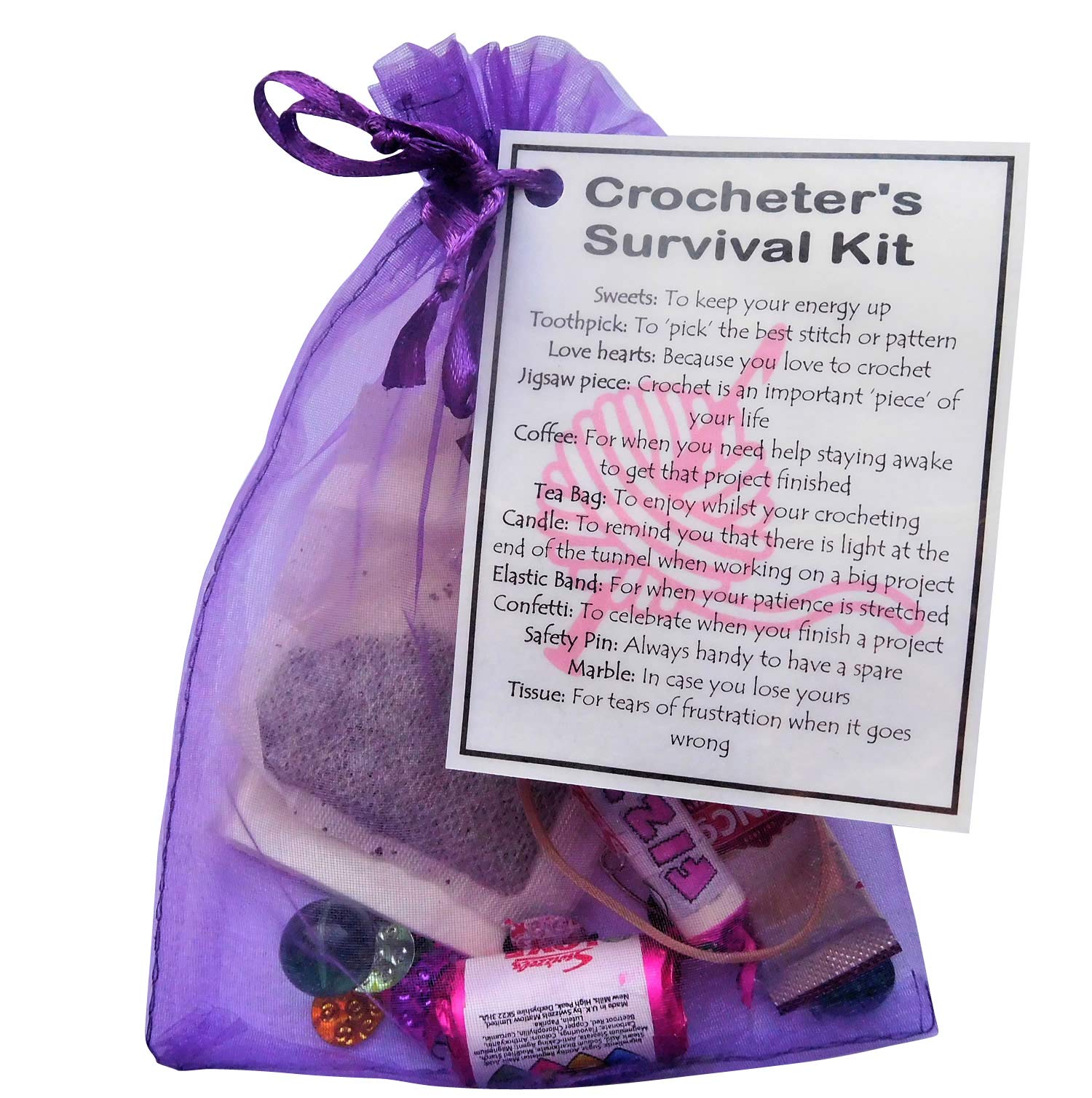 Smile Gifts Uk Purple Crocheter's Survival Kit Gift (Small Novelty Gift) - Crochet Gifts, Gift For Crochet Gift, Funny Crocheting Gift For Crocheter