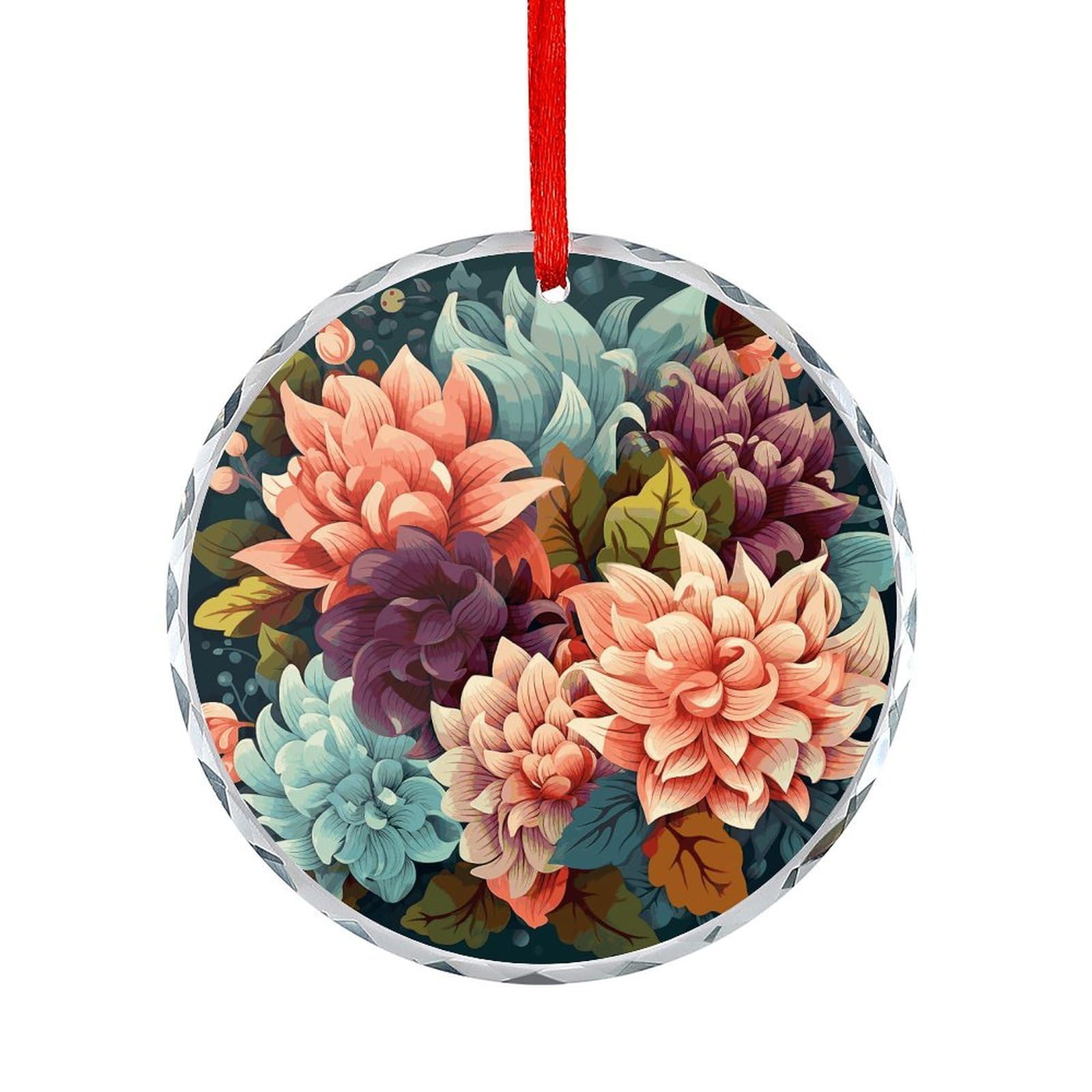 Fodpand Women's Style Flowers As Background Round Glass Ornament Keepsake Gift Exchange Ideas Car Decor,Christmas Ornaments For Tree Window Garden Ornaments