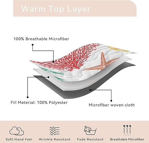 Miniatura 5 de Coastal Bedding - Colcha costera tamaño King con 2 fundas, ropa de cama náutica, juegos de edredón de playa, colcha de caballito de mar azul, ropa