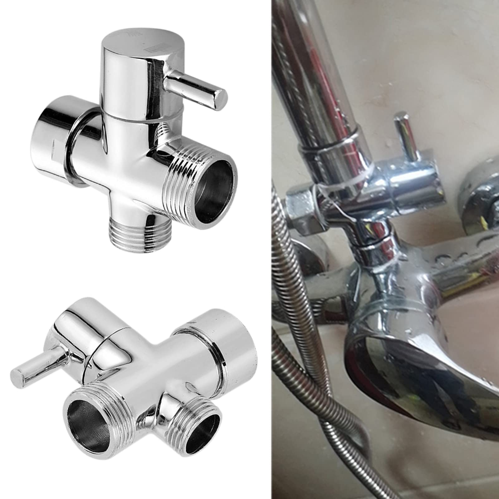 3-drożny chromowany polerowany zawór przełączający, prysznic, adapter do kranu łazienkowego, 3/4 1/2 cala, adapter T do umywalki, kuchni, sprayu prysznicowego