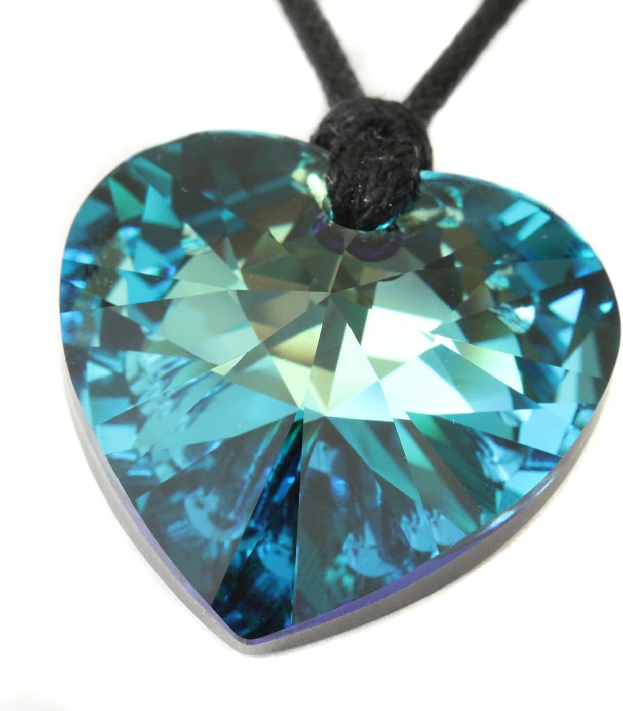 Black Moon® Large Dark Blue-Black Crystal Heart Adjustable Pendant Necklace - Crystal From Swarovski - Metal Free
