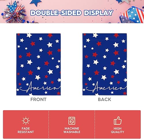 Miniatura 6 de AVOIN colorlife Bandera de casa azul de Estados Unidos del 4 de julio, 28 x 40 pulgadas, doble cara exterior, Día de la Independencia, estrellas