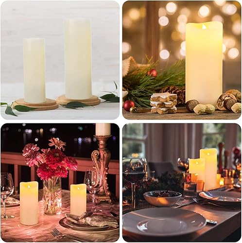 Miniatura 9 de Paquete de 12 velas impermeables sin llama con velas de control remoto, velas LED parpadeantes de plástico a pilas, tamaño grande (3 pulgadas de
