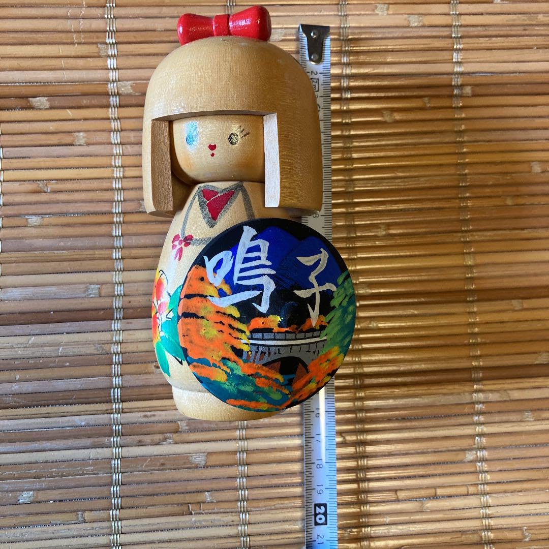 Traditional Naruko Kokeshi Doll Sarukoshi Handmade Japanese Wooden Folk Art