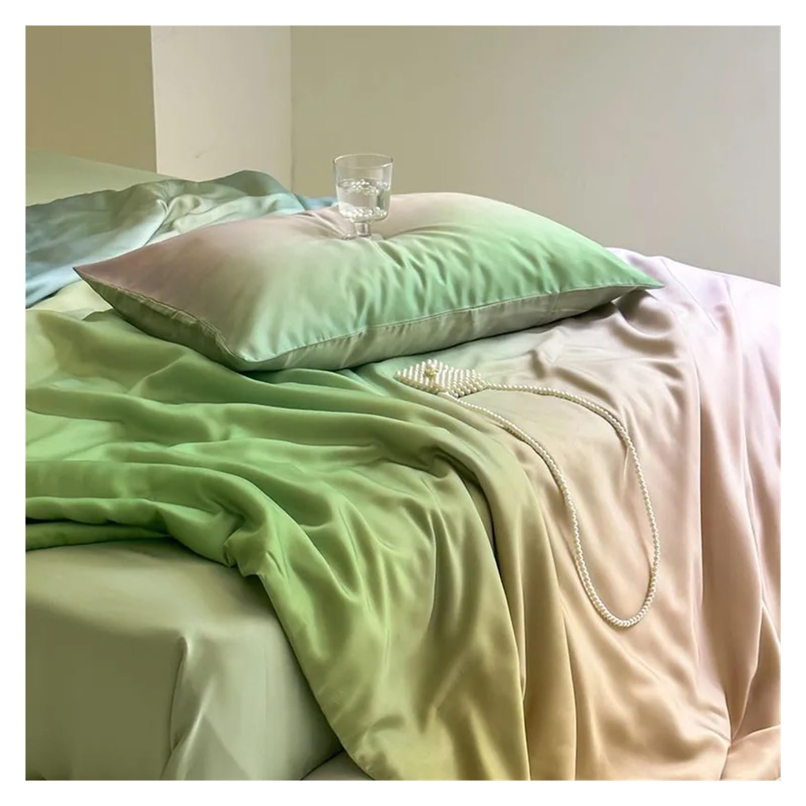 ADovz 4 pezzi queen size morbido setoso raffreddamento morbido trapuntato estivo piumino piatto lenzuolo 2 fodere Compatible with cuscini coperta sfumata viola,Lenzuola