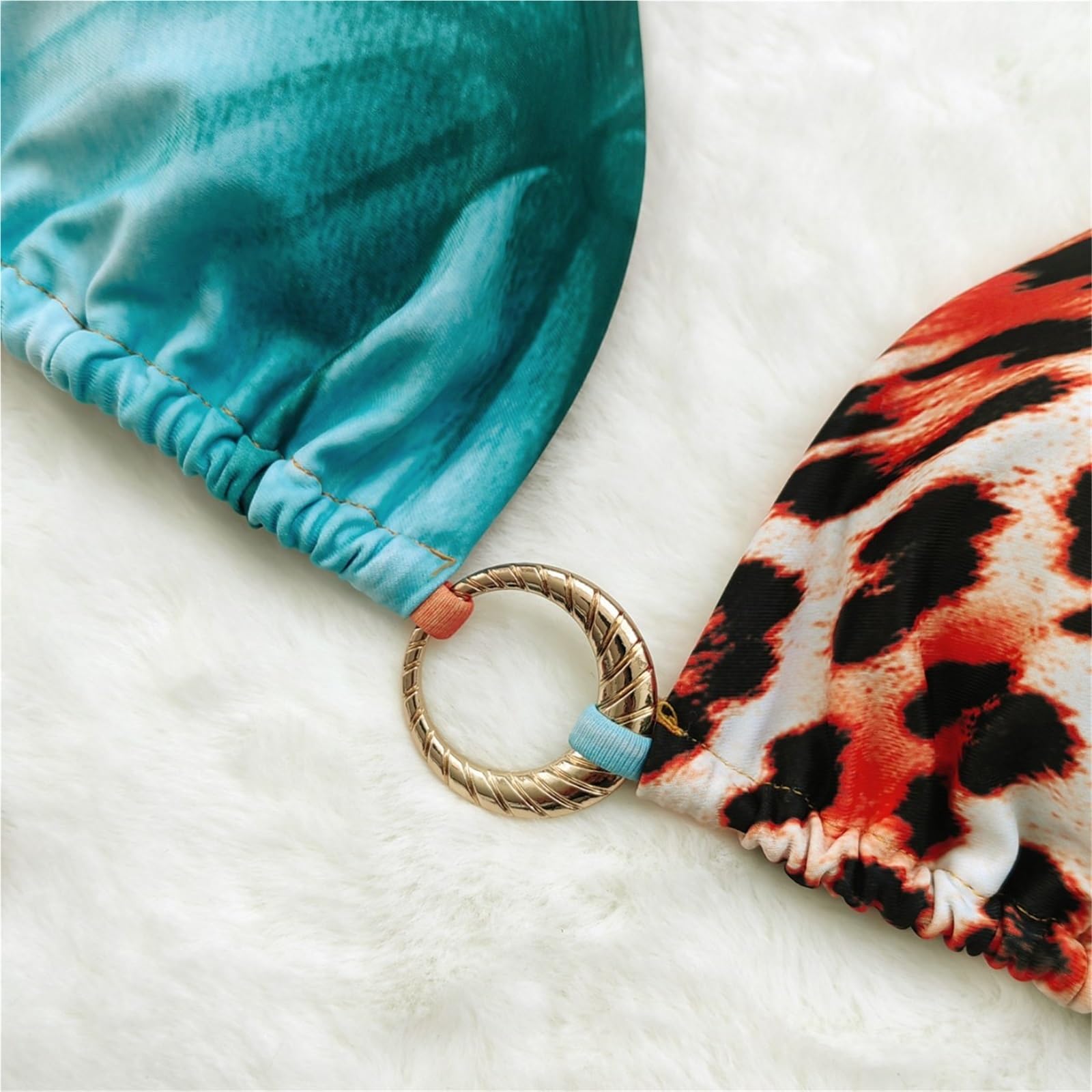 Seksowny zestaw mini bikini w panterkę (3 sztuki): długa spódnica, kostium kąpielowy bez pleców kwiatowy wzór, strój plażowy