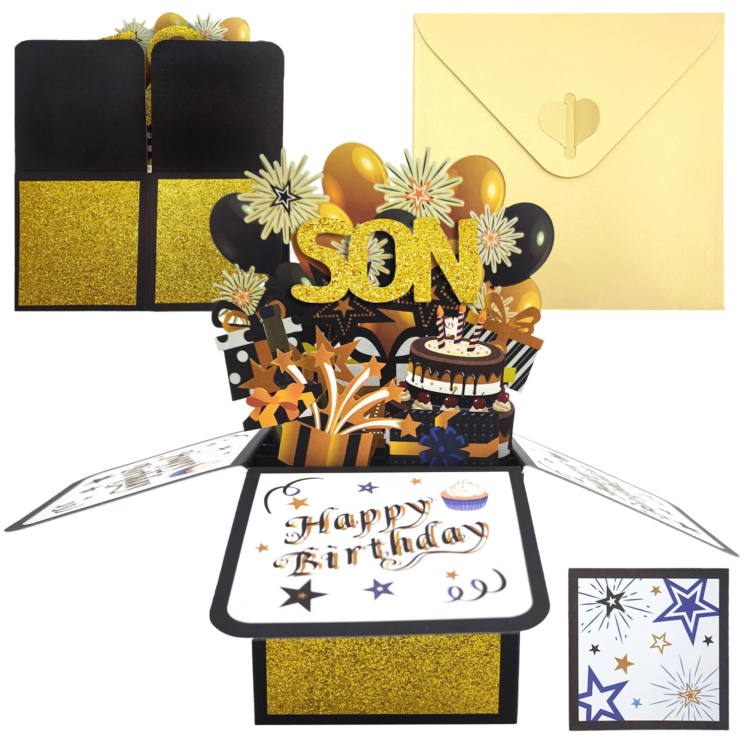 Happy Birthday Cards For Son, 3D Pop Up Son Birthday Cards With Envelope And Blank Cards, Sons Birthday Gifts Personalised Pop-Up Gifts Ideas For Grandpa Stepfather From Mum Dad Brother — image 1