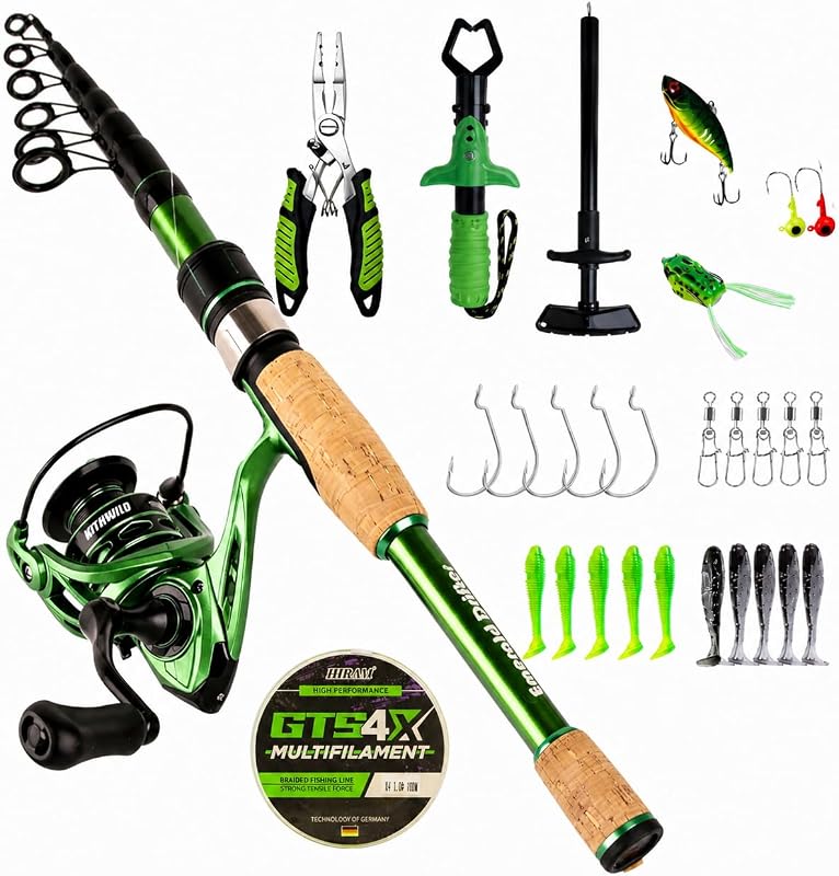 Telescopic Fishing Combo, 6FT/7FT Carbon Fiber Travel Rod with 3000 Spinning Reel for Bass Trout Catfish Freshwater Saltwater