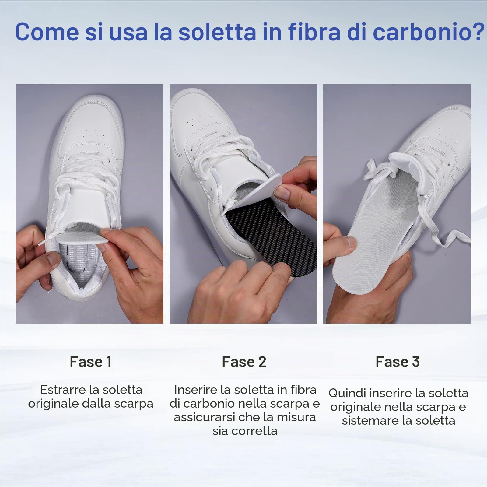 Soletta in fibra di carbonio 1 paio, solette FAKILO in fibra di carbonio Inserto per scarpe per donna Uomo, supporto rigido per punta erbosa
