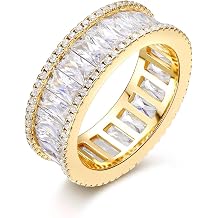 MDFUN Cubic Zirconia Eternity Wedding Bands 18K Gold Plated Rings for Women