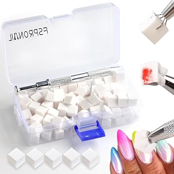 150pcs Mini Nail Sponges for Ombre with Grabbing Pen | Nail Art Sponges Aura Nails Sponge Manicure Tools Supplies Accessories for Ombre Nail Brush DIY Salon Silver