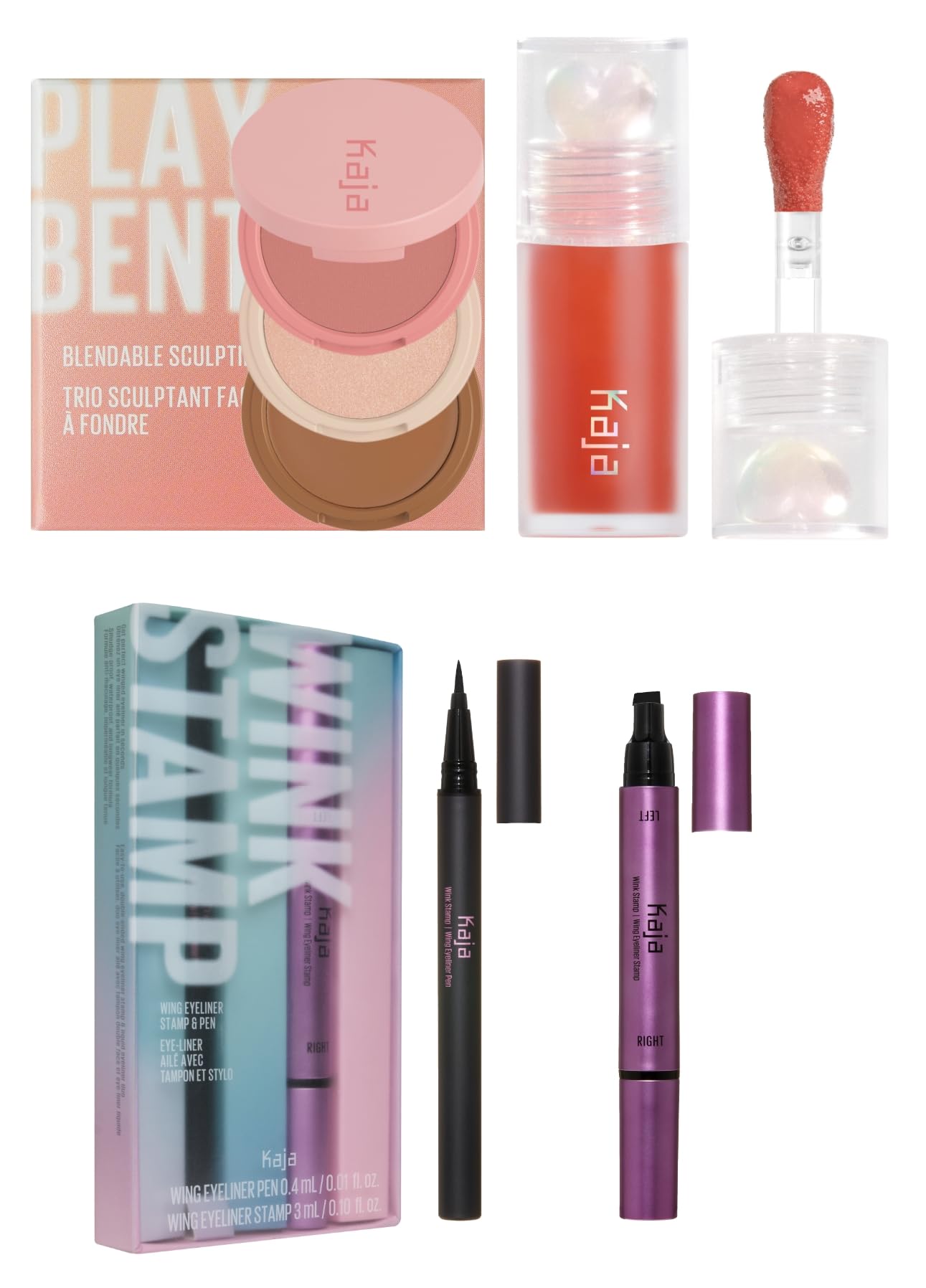 Kaja Winged Eyeliner Pen - Wink Stamp 3-in-1 Blendable Sculpting Trio - Play Bento 01 Butter Up Juicy