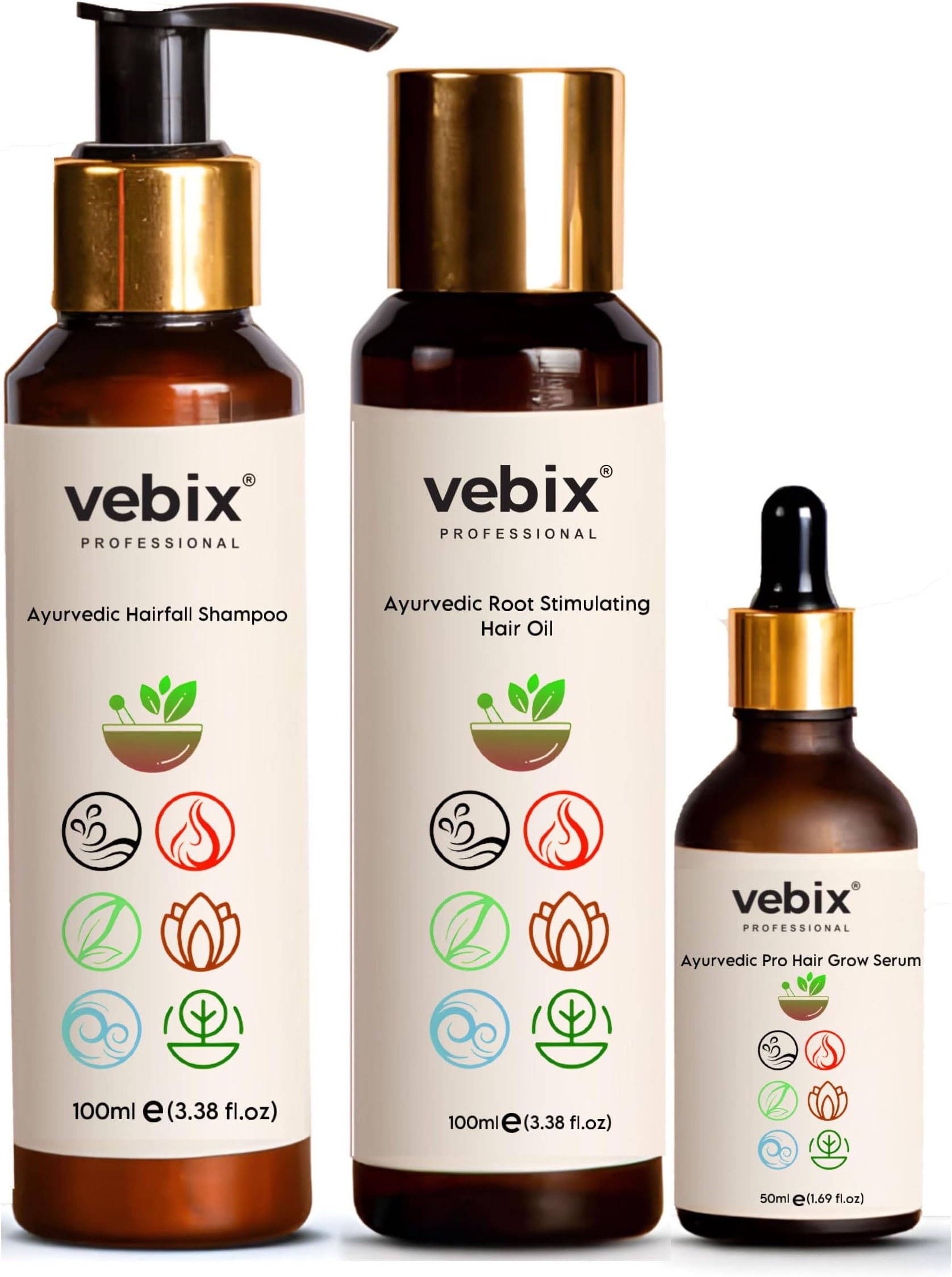 HairCare Regimen -Ayurvedic 3 Product Kit -For Normal (All Types ) Hair - Lotus AntiHairfall Shampoo + Anti HairFall Neem Oil & Hair Growth Serum