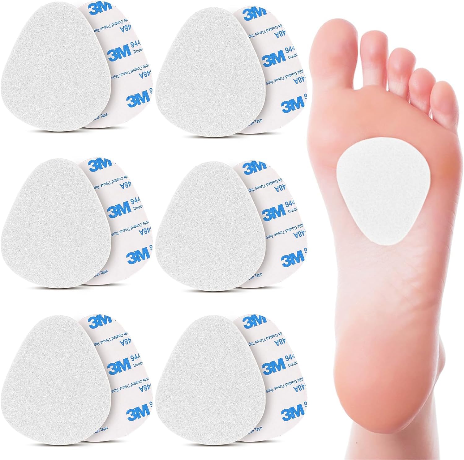 6 pares de suelas, almohadillas adhesivas para sujetar el talón o los dedos de los pies, soporte adhesivo para el antepié, almohadillas para el talón, ortesis, para todo tipo de calzado