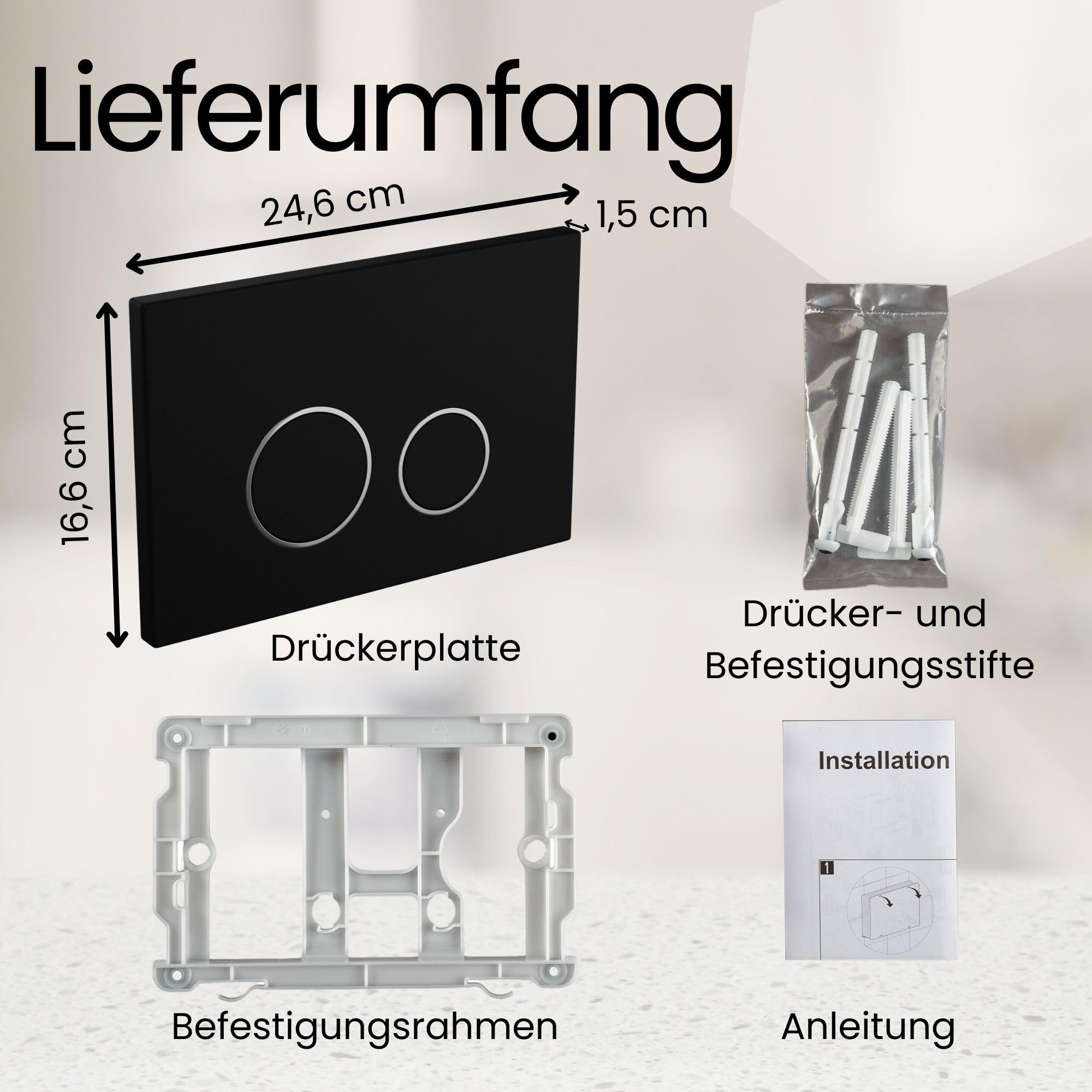 Piastra di comando per WC, adatta per Geberit Sigma, elemento a parete per cassetta di scarico Geberit Sigma UP300, UP320, UP700, UP720 (nero-cromo, plastica)